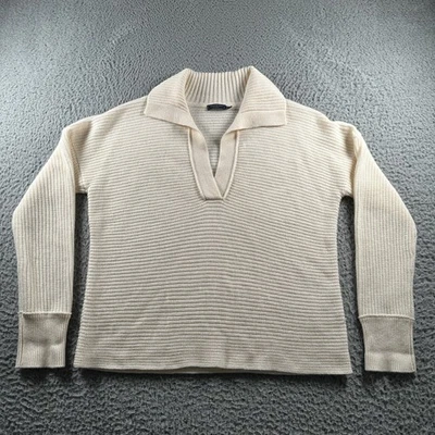 Suéter Vineyard Vines Mujer M Cachemira Cuello Abierto Pullover Crema Acanalado Tejido Foto 1 de 4