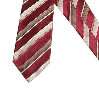Corbata Bill Blass Silk Repp para hombre 60,5” borgoña a rayas metálicas retro preppy ancha Foto 1 de 4