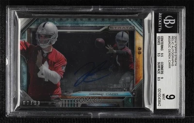 2014 Topps Strata Signature Relics /30 Derek Carr BGS 9 MINT Rookie Auto RC - Image 1 of 2