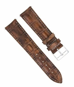 19MM/16MM LEATHER WATCH BAND STRAP FOR ROLEX CELLINI LIGHT BROWN WHITE STITCH - Picture 1 of 4
