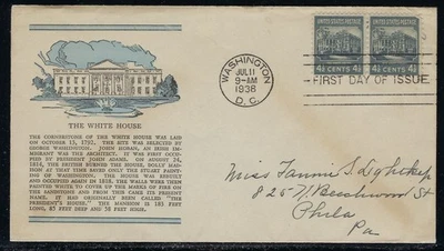 USA Linprint Cachet FDC’s / 1938 & 1939/ 4 ½ cent Pair/ Scott #809 & 844/ 2303-1 - Image 1 of 4