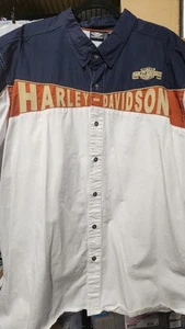 Camicia vintage originale Harley-Davidson garage negozio ricamata da uomo taglia 4XL usata in ottime condizioni - Foto 1 di 6