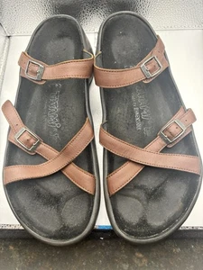 Birkenstock Unisex Tatami brown leather slide comfort Sandals Womens 9 Mens 7 - Picture 1 of 11