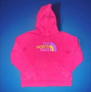 The North Face Yellow & Purple Sweatshirt Hoodie W/Drawstrings Kangaroo L 14/16 - Picture 1 of 8