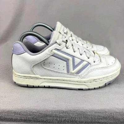 Винтажный VANS возвышенности туфли женщин 7 белый фиолетовый кожаные кроссовки 32819 коренастый Y2K - Изображение 1 из 4