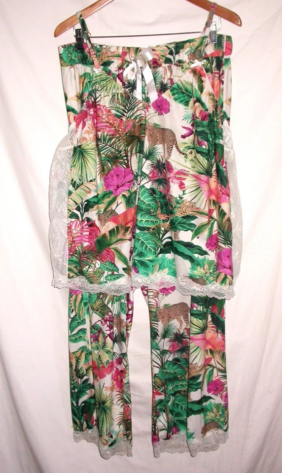 Cacique Intimates 2-Piece Satin Sleepwear Women’s 18/20 Flirty Coquette Tropical - Image 1 of 4