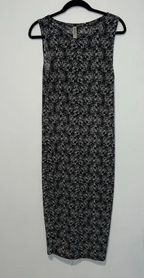 Feathers Women Black & White Sleeveless Midi Dress Size L T 21* - Image 1 of 4
