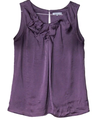 VIOLET & CLAIRE SLEEVELESS TUNIC ladies size S medium purple silky pleated neck - Image 1 of 4