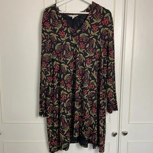 Seasalt Molevenny Tunic Top Size 22 Black Floral Jersey Long Sleeves Stretch - Picture 1 of 10