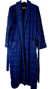 Croft & Barrow Vtg Blue Terry Cloth Bath Robe Men's OS Belt Pockets Heavy Cotton - Picture 1 of 10