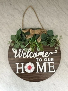 Letrero de bienvenida a casa decoración de puerta de porche frontal de temporada con iconos magnéticos intercambiables - Imagen 1 de 2