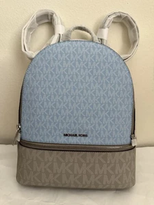 Neu mit Etikett Michael Kors Rucksack Rhea Medium Color-Block Signature Logo Light Sky Multi - Bild 1 von 9