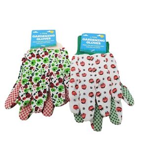 Kids Gardening gloves age 5-8, 2 Pairs Child Garden Working ladybug tomato grip