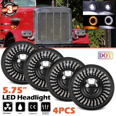 4 PIEZAS 5.75" LED faros redondos DRL arranque halo aptos para Peterbilt Semi 349 359 Foto 1 de 4