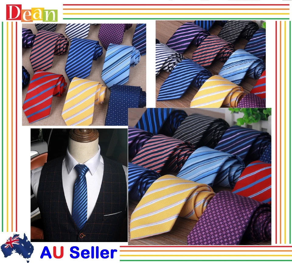 Mens Patterned Business Formal Ties Striped Woven Silk Tie Necktie Pattern AU - image 1 of 4