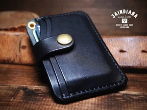 Saddle Leather Credit Card Case / Hand Sewing / From Japan - Picture 1 of 16
