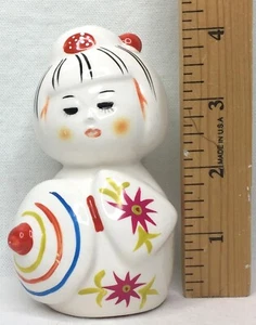 Small Porcelain Figurine Japanese Lady with Umbrella 4” Tall - Picture 1 of 9