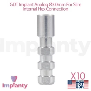 10x Plataforma Dental Analógica Delgada Ø3.0mm Acero Inoxidable Int Hex 2.0mm Odontología - Imagen 1 de 3