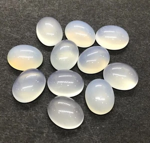 Piedra preciosa suelta con respaldo plano ovalada calcedonia blanca natural AAA para hacer joyas - Imagen 1 de 13