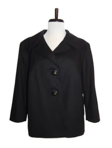 NEW TALBOTS Woman petites black wool blazer jacket Italian stretch 14W - Picture 1 of 6