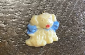 VTG CELLULOID DOG W/BLUE BOW CHARM JAPAN - Picture 1 of 3