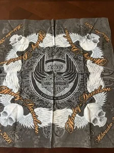 HTF Harley-Davidson 105 Years Milwaukee 2008 Bandana 21” x 20” and Shot Glass - Picture 1 of 5
