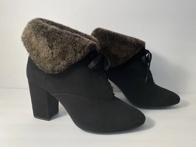 Robert Clergerie Invierno Botines Gamuza Forro Completo Piel de Oveja Tacón Negro 10 Foto 1 de 4