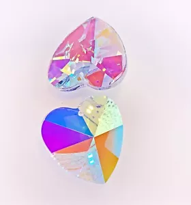 Asfour Crystal Heart-shaped Clear Ab Suncatchers 28x28mm #870 Prisms Box of 308 - Picture 1 of 20