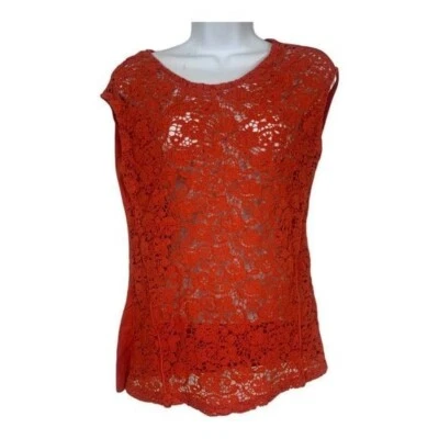 The Limited Womens Red Lace Overlay Blouse Top Size Small Cotton/Nylon - Image 1 of 4