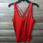 Meliwoo Womens Size Large Red Orange Activewear Cross Back Cool Mesh Workout Tan