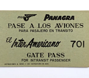 De colección Panagra Gate Pass El Interamericano Pan American Grace Airways - Imagen 1 de 3