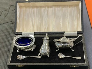 vintage silver tea cream and sugar  serving set - Picture 1 of 11