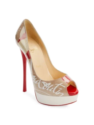 100% AUTHENTIC NEW WOMEN LOUBOUTIN FETISH 130 KRAFT PEEP TOE PUMPS/HEELS US 8.5 - Image 1 of 4
