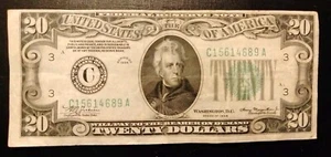 1934 $20 Dollar Federal Reserve Note Misaligned Print And Cut - Monster Error! - Picture 1 of 6