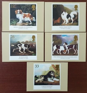 HUNDE, Gemälde von George Stubbs, Royal Mail Gedenkmarken Kartenset - Bild 1 von 2
