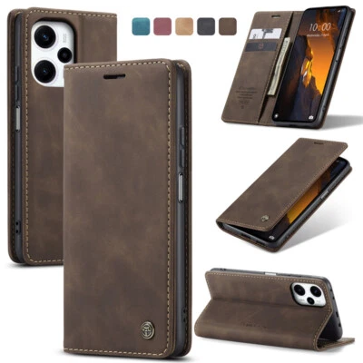 Funda de cuero con ranura para tarjeta magnética abatible para POCO F5 X5 Redmi Note12 Turbo 11s Foto 1 de 4