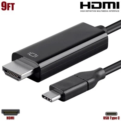 9FT USB-C 3.1 Type C to HDMI Adapter Cable 4K HDTV 5Gbps Samsung S10 S9 MacBook - Image 1 of 4