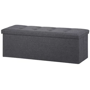 43" Folding Storage Ottoman Bench Storage Chest Footrest with Padded Seat Gray - Picture 1 of 24