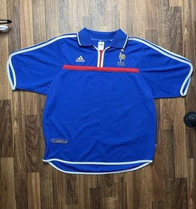 Vintage France Jersey Soccer Football Adidas Blue Large 2000/2001 Used Authentic - Picture 1 of 12