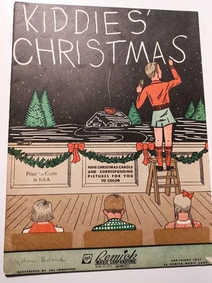 KIDDIES CHRISTMAS Songbook Sheet Music Vintage 1937 Coloring Book Children Songs - Image 1 of 3