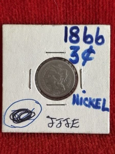 1866 3 Cent Nickel Very Fine - Picture 1 of 4