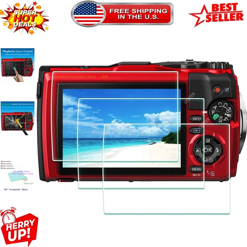 Protector de vidrio templado seguro para lentes para cámaras Olympus TG-4, TG-5, TG-6, TG-7 Foto 1 de 4