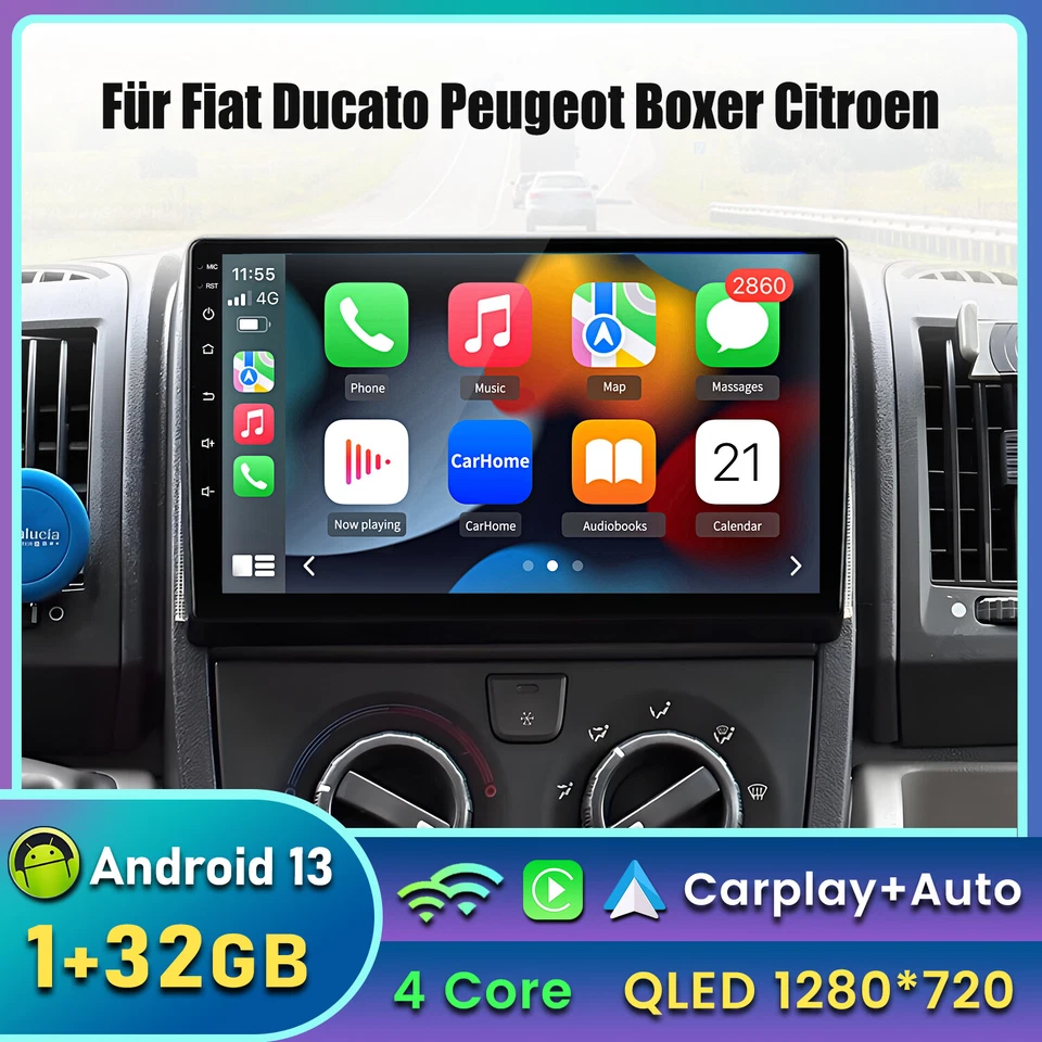 32GB Für Fiat Ducato 2006-2023 DAB+ Android 14 Autoradio Navi Apple CarPlay Kam - Bild 1 von 4