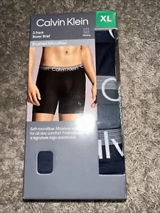 Calvin Klein Boxershorts 3er Pack Brushed Microfaser Navy Blau und Grau XLarge - Bild 1 von 5