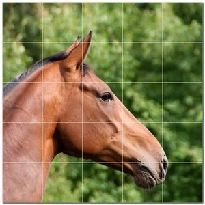 Horse Ceramic Tile Wall Mural PT500759. 25.5" W x 17" H (24) 4.25 tiles - Picture 1 of 1