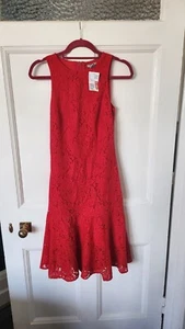 H&M Ladies Red Lace Mermaid Style Special Occasion Dress Size 8 - Picture 1 of 4