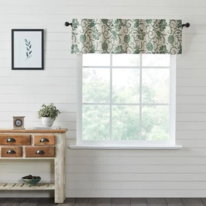 Dorset Green Floral VALANCE 16x60 Country Farmhouse Royal Blue Cotton VHC Brand - Picture 1 of 8