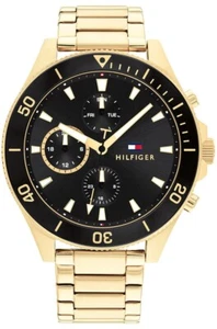 Tommy Hilfiger Men Watch 1791919 Gold-Plated Multifunction Chain-Link 46 mm - Picture 1 of 4