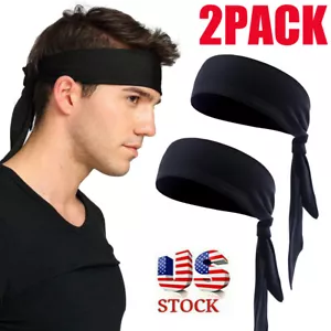 2PCS Head Tie Hair Band Pirate Bandana Wrap Sweatband Sports Headband Men Women - Picture 1 of 7