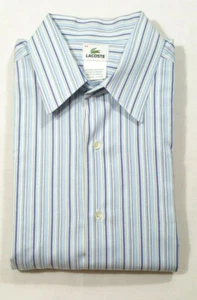 Lacoste Men Size 44 Extra Large Dress Button Shirt Striped Multi-color Cotton - Picture 1 of 12